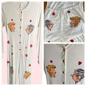 Vintage 60's One Piece Pajamas Long Johns Union Suit Cartoon Blondie & Dagwood